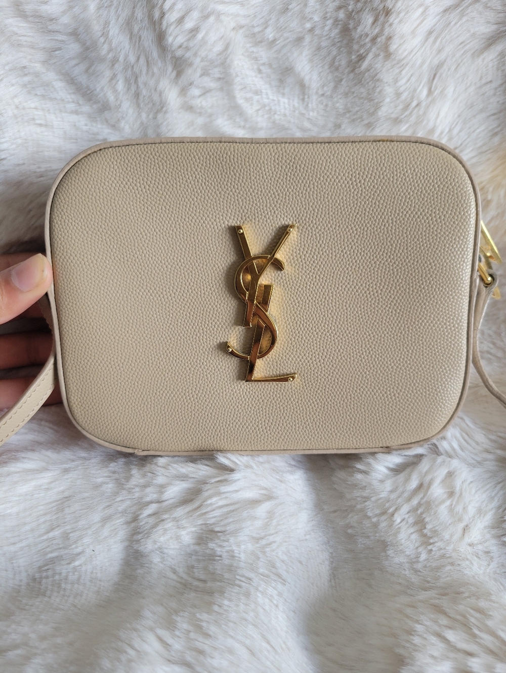 YSL cream crossbody bag